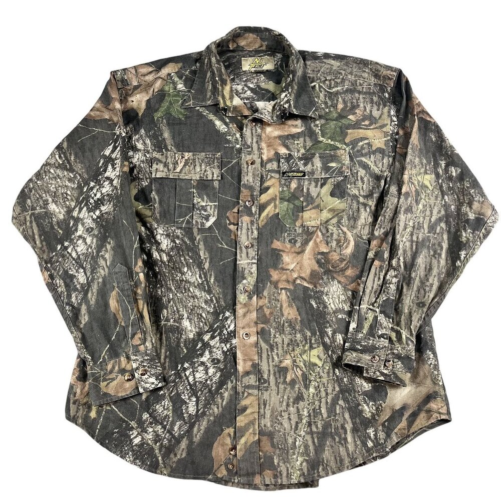 No Trace by Dan River Mossy Oak Camo Button Down Shirt Sz XL‎